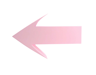 A pink, 3D arrow pointing left, set against a stark black background