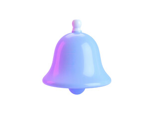 A stylized, glossy, 3D bell rendered with soft lighting and a gradient glow against black