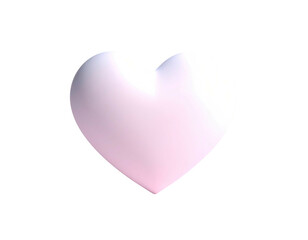 A smooth, shaded heart shape, glowing with pink and white hues against black