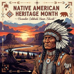 Obraz premium Celebrating Native American Heritage Month A Vibrant Tribute to Culture and History