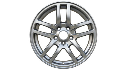 Obraz premium Isolated aluminum alloy car wheel with five spokes for safe automobile transport