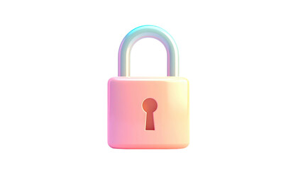 A pastel-colored, cartoon-style padlock with a shiny, iridescent lock