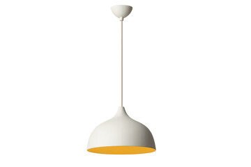 Modern white pendant lamp hanging on transparent background