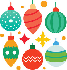 set of christmas balls vector