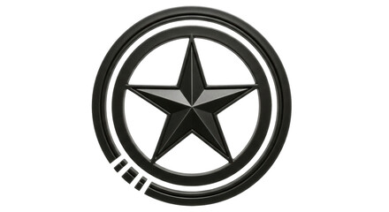 Isolated black five-pointed star emblem inside a circle with broken bars for badge design
