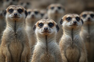 Alert meerkats keeping watch over their territory.