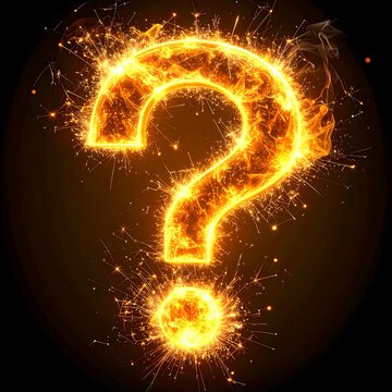 Fiery question mark graphic