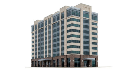 Isolated office building exterior on a neutral background, commercial property facade, downtown area © Anneliese