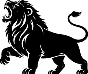 hungry lion silhouette vector illustration