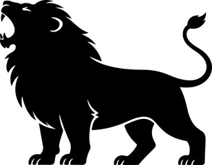 hungry lion silhouette vector illustration