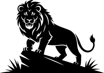 hungry lion silhouette vector illustration