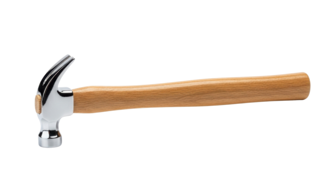 Claw hammer with wooden handle isolated PNG with Transparent Background