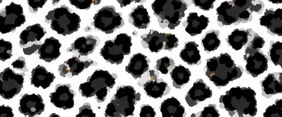 Scattered Leopard Skin Design  Vector Format, Asymmetrical Black and White Spots, Ideal for Creating Dynamic and Natural Looking Backgrounds