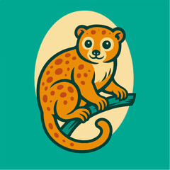 Playful Otter Creature in Teal Vintage Minimalist Style