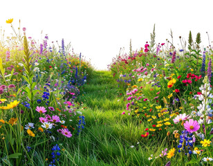 Vibrant wildflower meadow path
