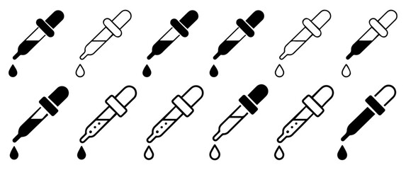 dropper and pipette icon set collection