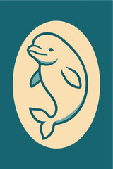 Dolphin Totem in Retro Ocean Fantasy Minimal Design