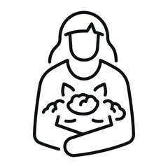 An icon of a woman holding flowers on a white background, representing nature, beauty, and tenderness.