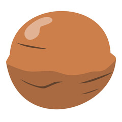Single walnut icon vector illustration featuring a  whole walnut with natural texture and organic shape, perfect for food packaging, nut logos, healthy snack labels, recipes, and digital design