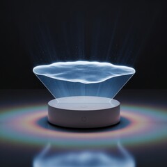 Futuristic Holographic Display on White Base.