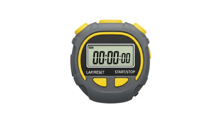 Digital stopwatch showing zero time for sports and fitness isolated PNG with Transparent Background
