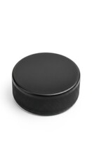 Black Ice Hockey Puck Isolated on White Background, Ready for Action