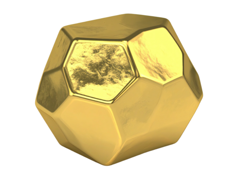 Gold polygonal gem, 3D rendering
