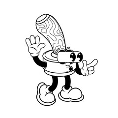 Retro character design from rubber stamp surprised outline