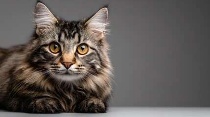 Cute kittens and adult cats front view in studio for pet advertising