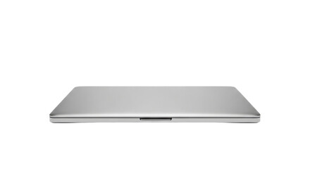 Closed silver laptop computer isolated PNG with Transparent Background