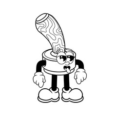 Retro character design from tired rubber stamp outline