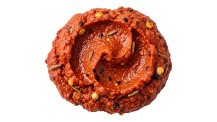 Delicious hummus with olive oil and spices served top down view appetizer