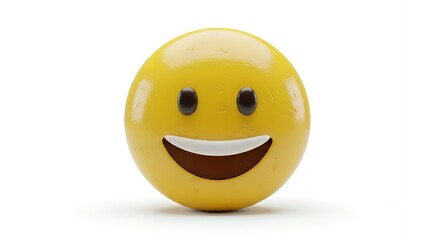 Yellow smiley face with a happy expression on a clean white background