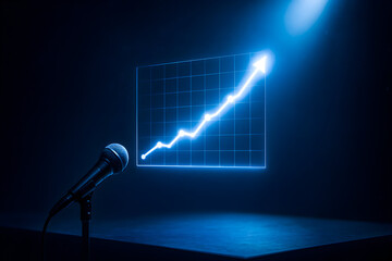 Keynote Stage with Rising Line Chart, Business Growth