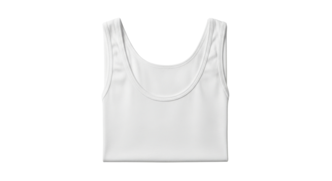 Folded white tank top for fashion or sports apparel isolated PNG with Transparent Background