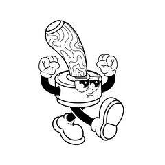 Retro character design from strong rubber stamp outline