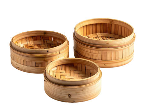 Three nested bamboo steamer baskets (2)