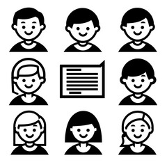 User profile icons grid on a transparent background