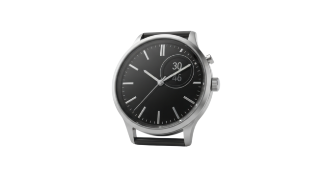 Analog smartwatch displaying "30 days" isolated PNG with Transparent Background