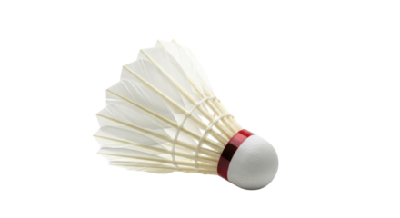 Shuttlecock with white feathers for badminton sport isolated PNG with Transparent Background