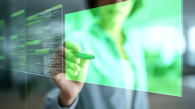 team of MBA interns mapping stakeholder analysis on digital board soft stylus scratch sound green icons glowing three quarter wide angle cinematic color correction gentle
