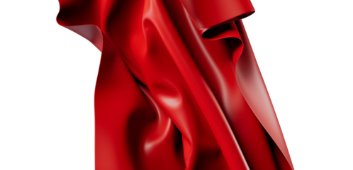A beautiful piece of vibrant red fabric flowing, perfect for backgrounds, textures, and abstract concepts. Ideal for artistic designs and visual