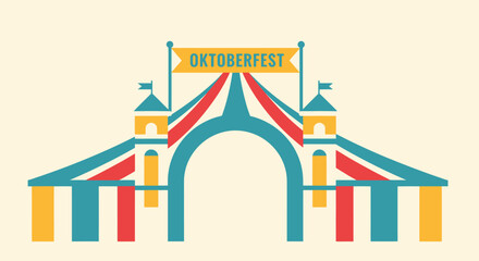 Flat vector oktoberfest festival gate archway vector illustration design