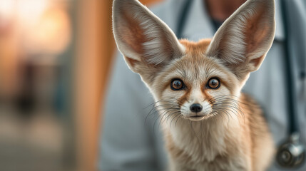 fennec fox on a clinic table