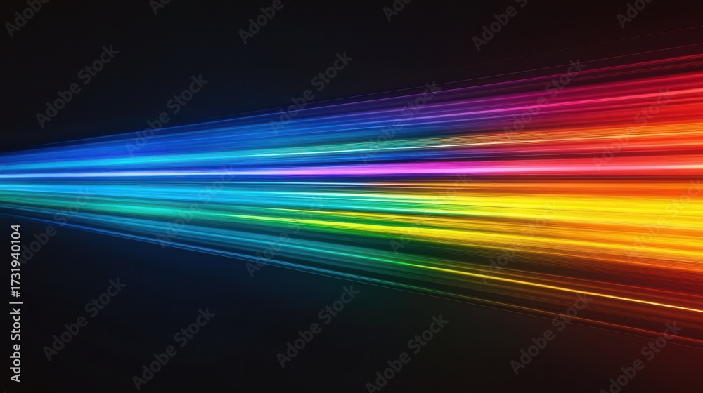 Wall mural laser diffraction bands creating vibrant rainbow spectrum with brilliant color gradients flowing hor