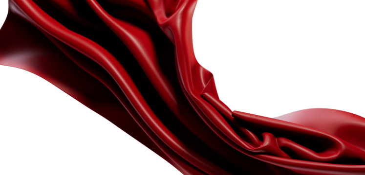 A beautiful and elegant image of flowing red fabric with smooth, glossy texture, perfect for artistic backgrounds or design elements. Captures t