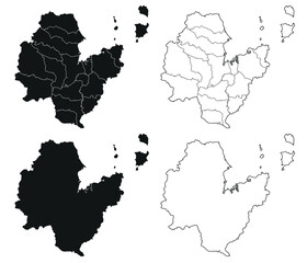  Surat Thani map is a province of Thailand, Graphic vector