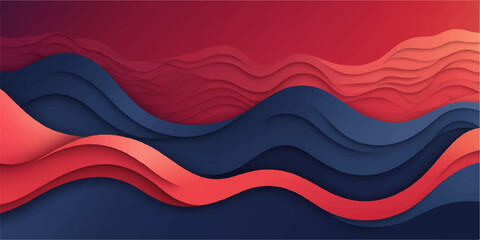 Abstract red and blue vector wave pattern illustration for business banner design or web template backdrop