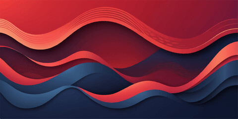 Abstract red background with blue waves vector illustration design for a modern business banner template or wallpaper