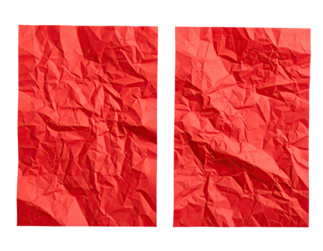 Two pieces of crumpled, vibrant red paper - Powered by Adobe